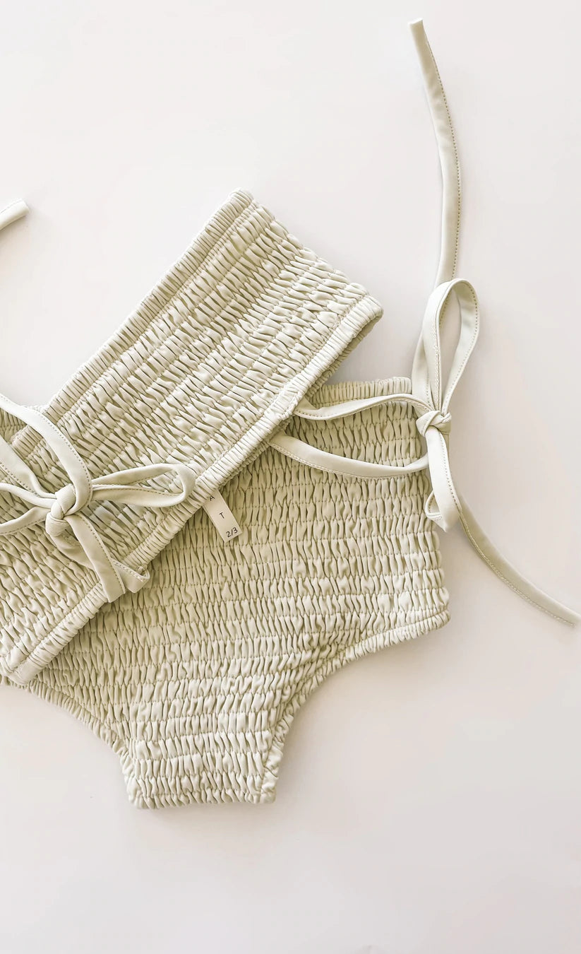Smocked Bikini Top - Sage