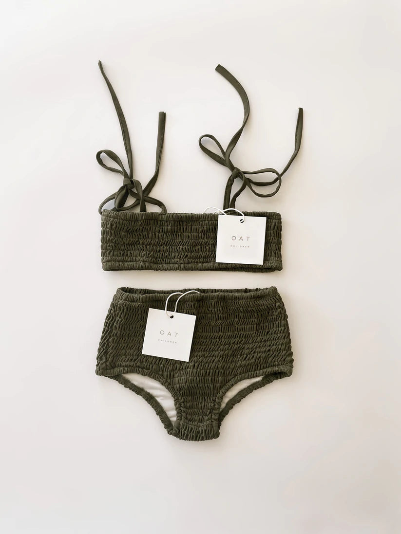 Smocked Bikini Top - Olive