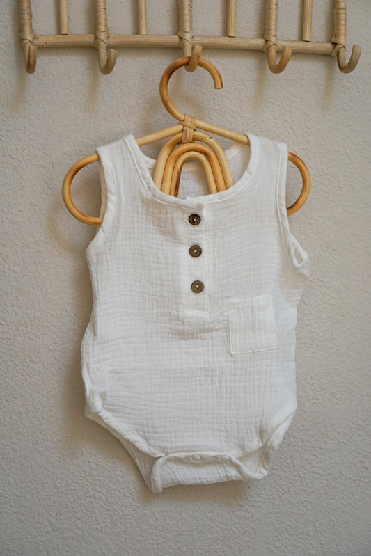 Cream Sleeveless Romper