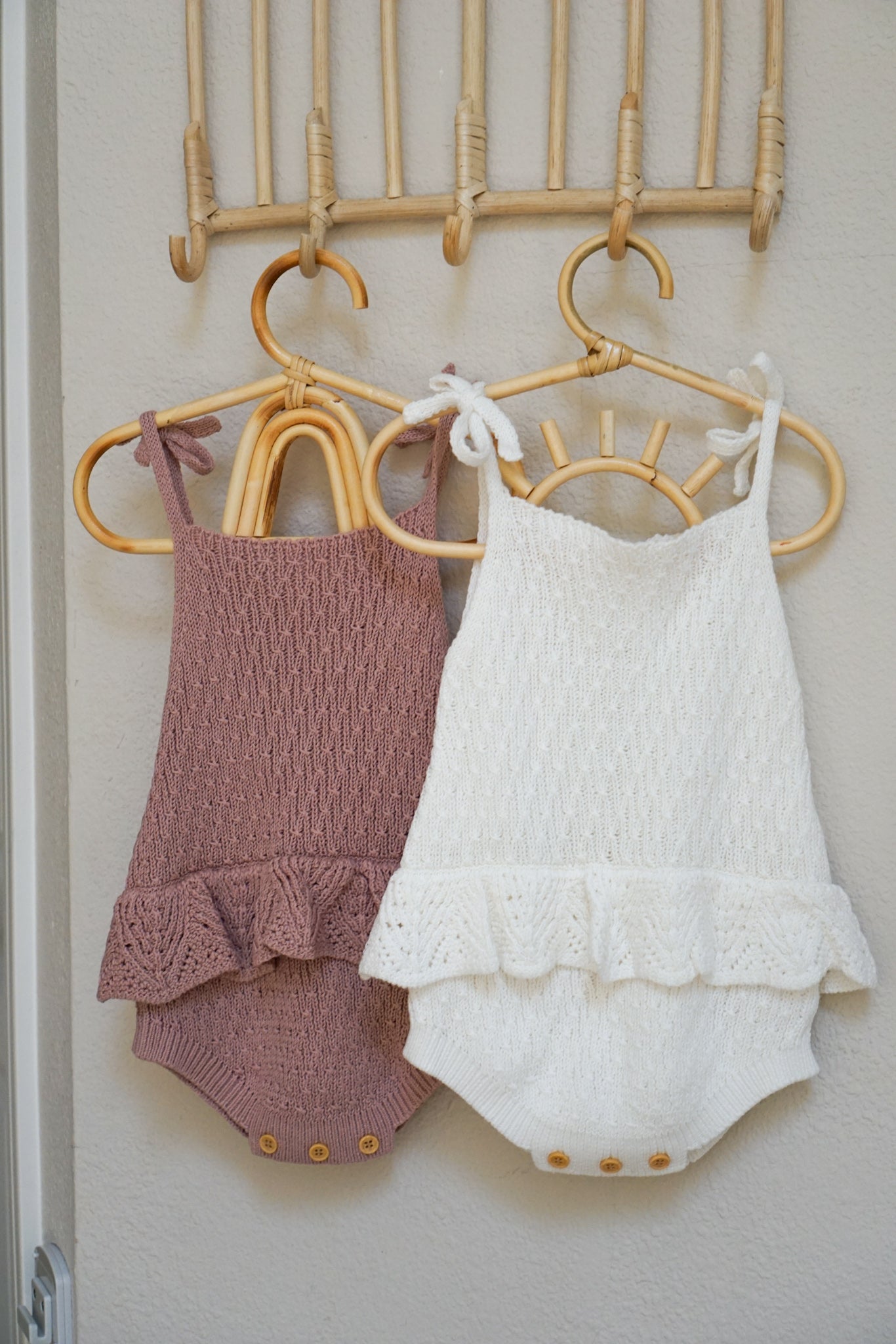 Cream Ruffled Knit Romper