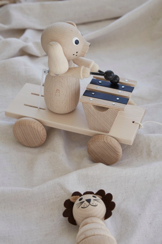 Xylophone Pull Along Wooden Dog